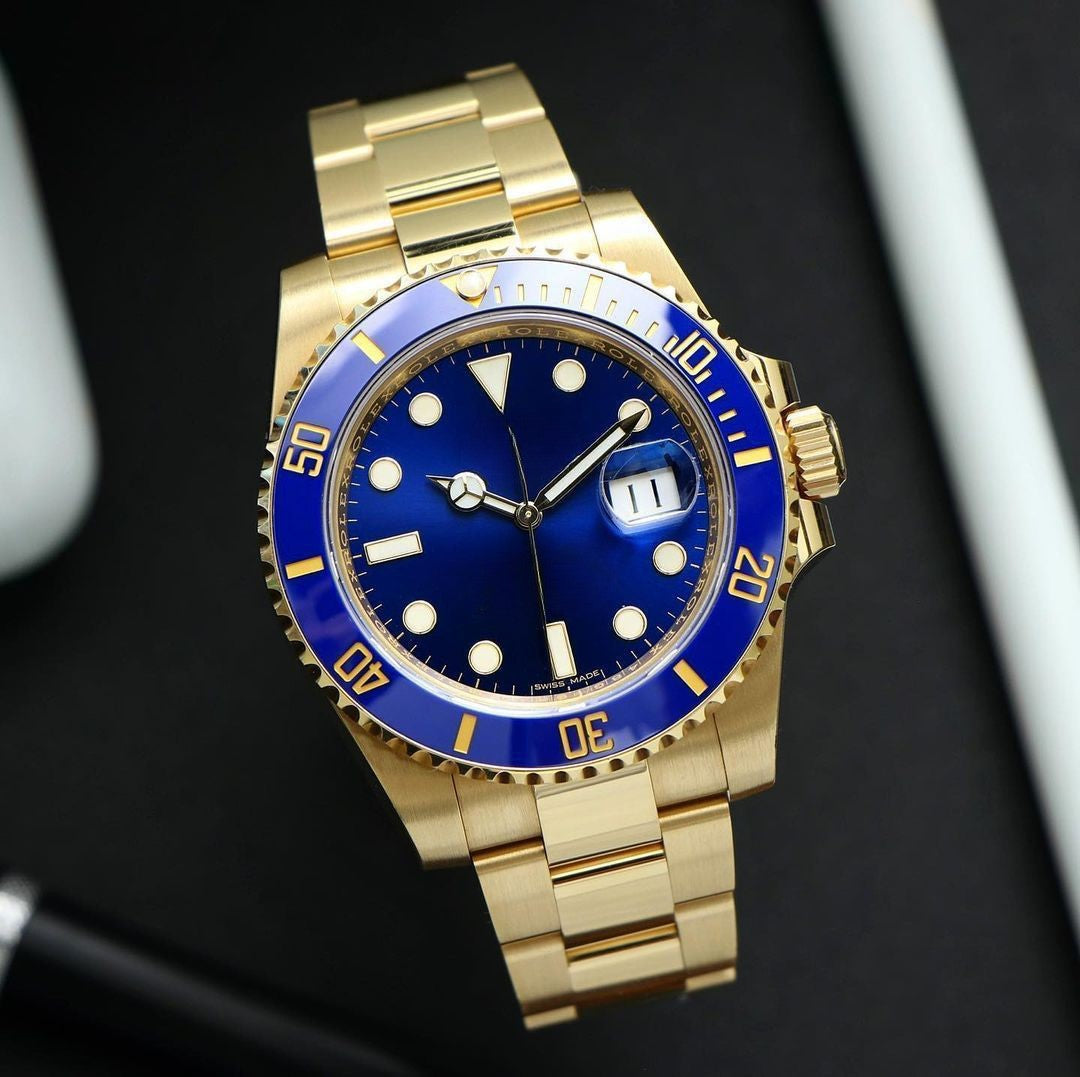 Submariner Kuvars Altın Mavi Kadranlı Erkek Kol Saati