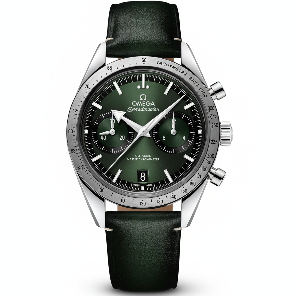 スピードマスター '57 グリーン 40.5mm レザーストラップ