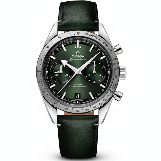 Speedmaster '57 Hijau 40.5mm Tali Kulit