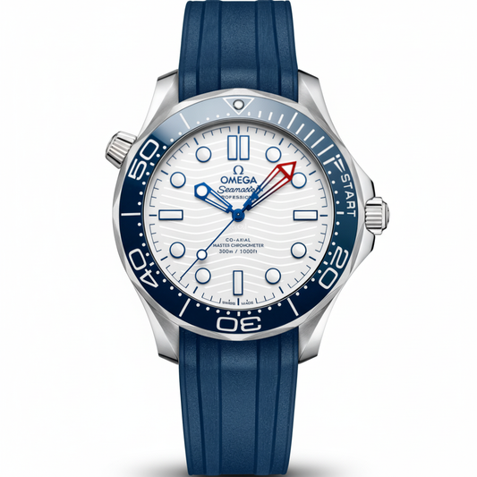 Seamaster Diver 300M America's Cup 42mm रबर स्ट्रैप