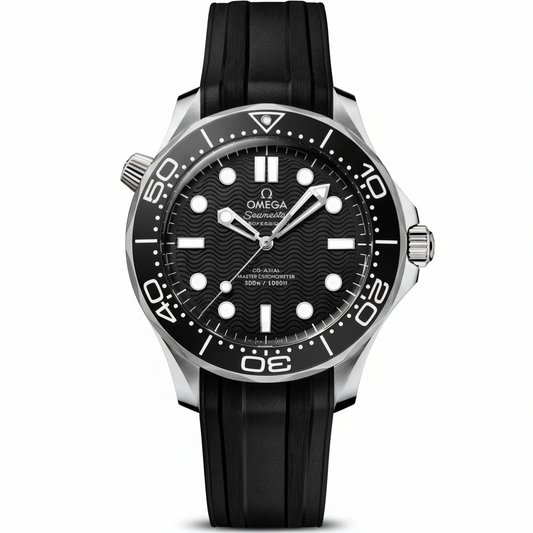 Seamaster Diver 300M 42mm रबर स्ट्रैप – काला और सफ़ेद