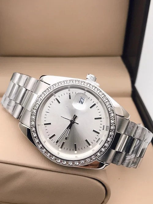 Jam Tangan Pria Tali Logam Dial Abu-abu