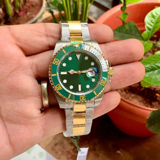Submariner Quarz Grünes Zifferblatt Herrenuhr