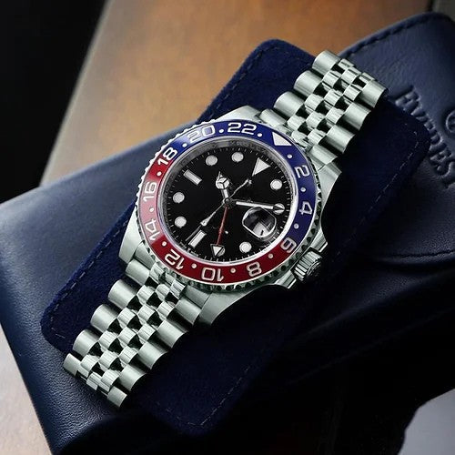 Orologio da Uomo Automatico Analogico al Quarzo con Catena in Metallo, Quadrante Argento e Nero
