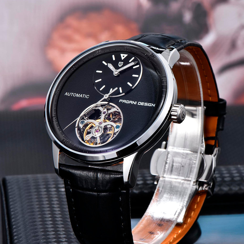 Design Tourbillon Bạc Đen